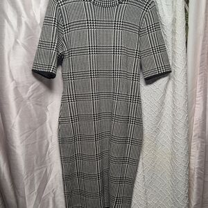 Chaps Monochrome Plaid Midi Dress